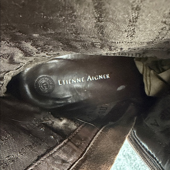 Etienne Aigner Tall Buckle Accent Brown Leather Knee-High Boots 10M - Picture 12 of 15